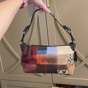 Coach suede patchwork pochette bag vintage Y2K